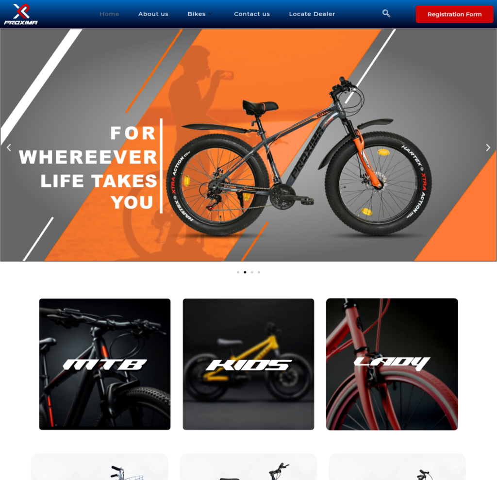 Proxima Bikes website snapshot